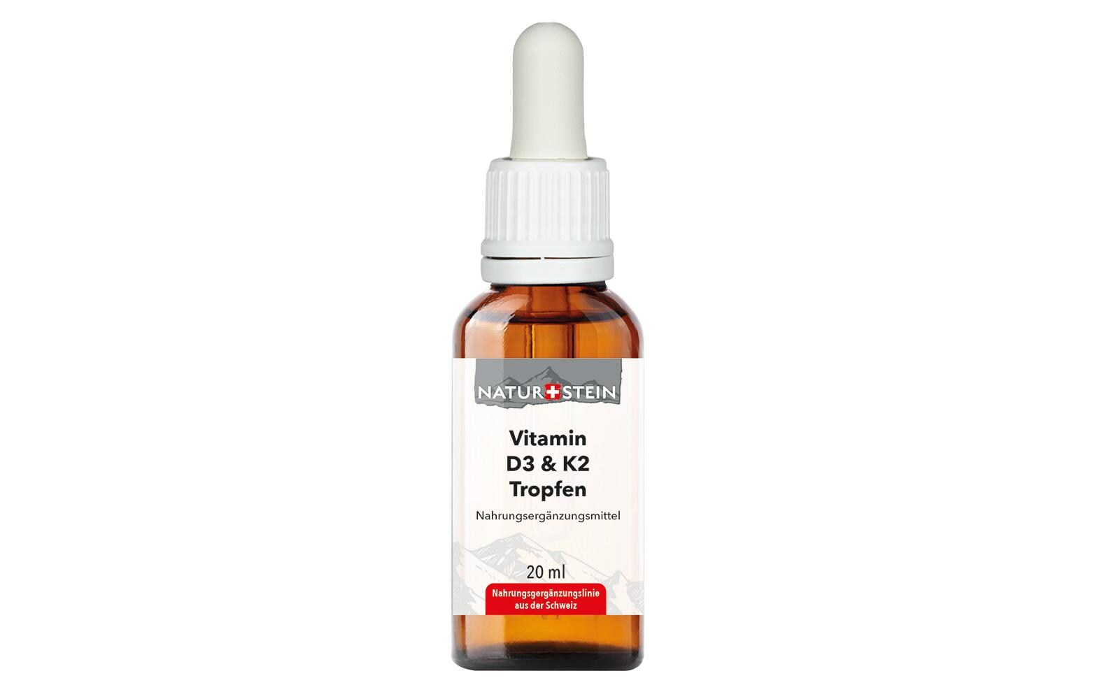 Naturstein Vitamin D3 K2 Öl Tropfen 20 ml Glasflasche